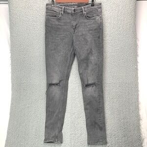 AllSaints Women's 31 Grace Slashed Moto Skinny Jeans Gray Distressed Denim Punk